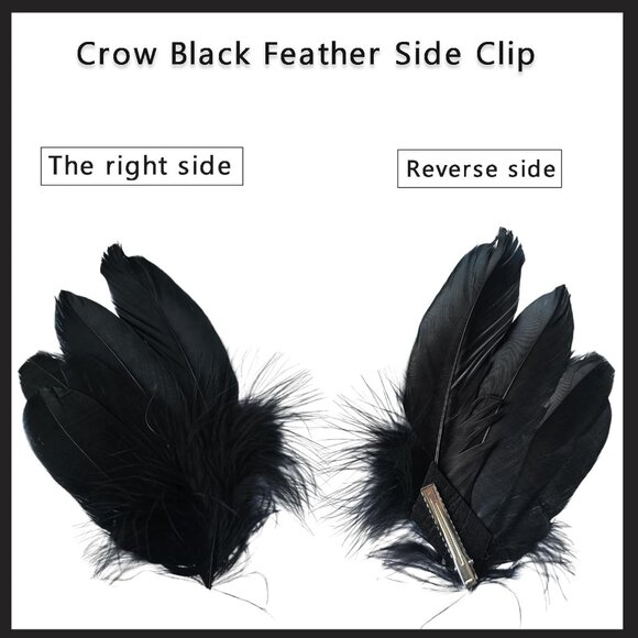 2Pcs Black Feather Hair Clip Crow - Picture 5 of 6